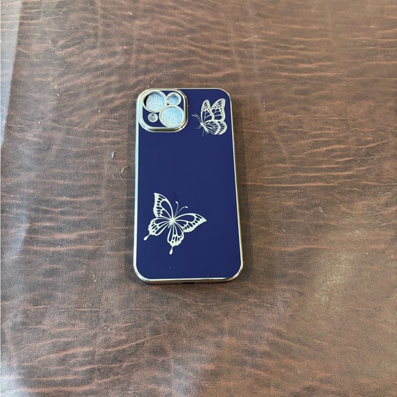 Chic Royal Purple with Gold Butterfly iPhone 15 Case - Picture 2 of 11